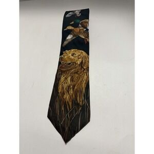 Mark Alexander Silk Tie Golden Retriever Mallard Duck Hunting Dog Green Brown